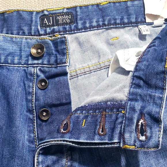 Armani Jeans Indigo Series 008 Mens Blue Button Fly Regular Jeans Size 36x32 - Picture 14 of 16